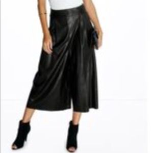 Faux leather wide leg capris